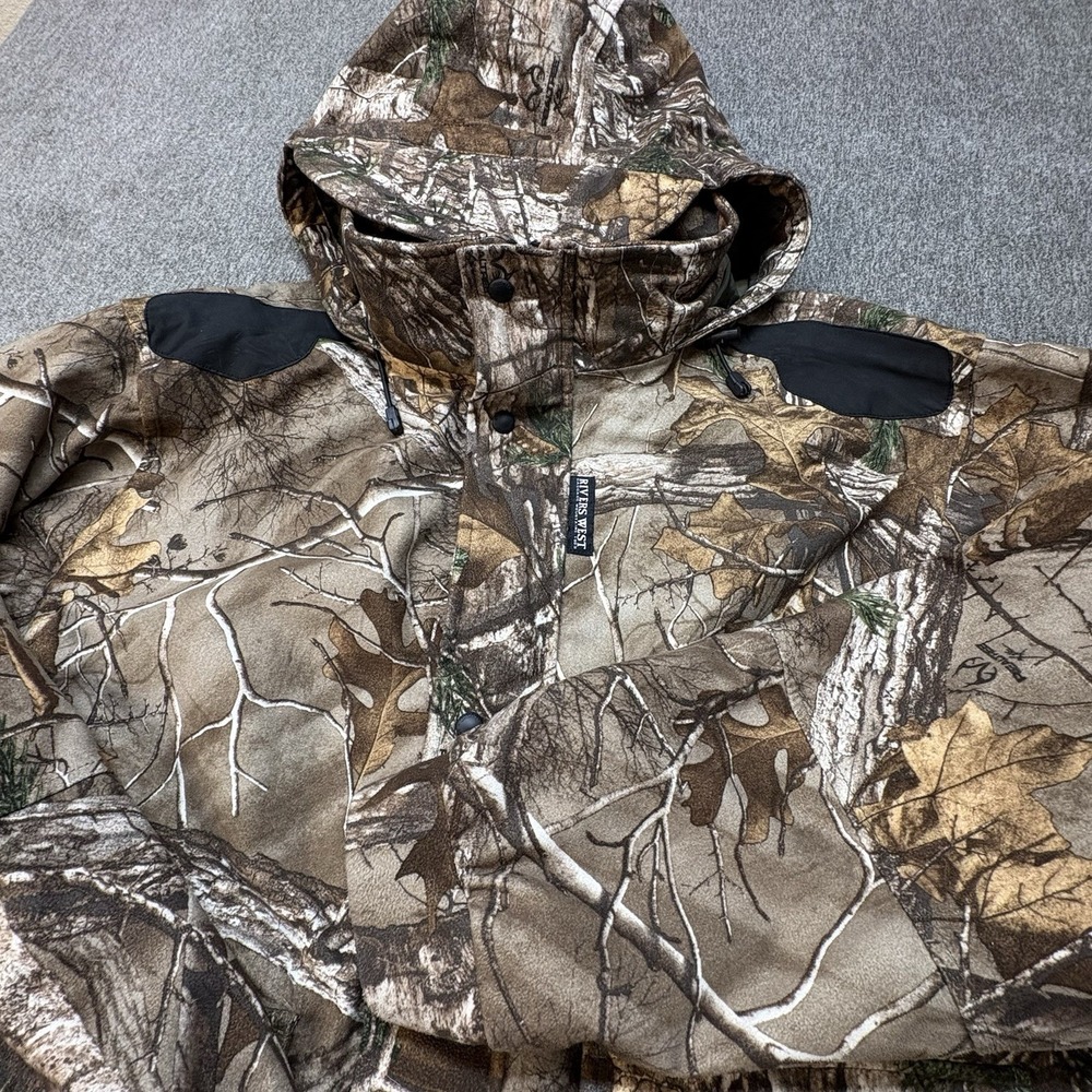 Rivers West Waterproof Hunting Jacket Mens XL Fleece Realtree Camo Ambush Hooded